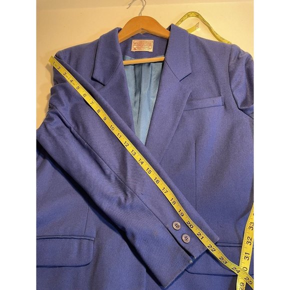 Vintage Pendleton Wool Blazer Women Size 12* Cobalt Blue Suit Jacket Teal Lining - Picture 9 of 16